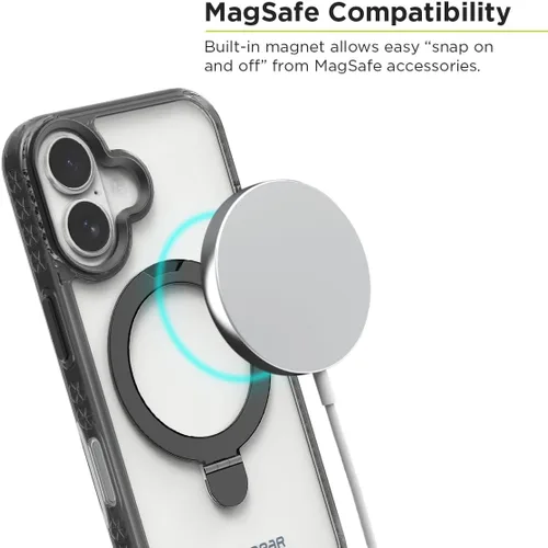 Vista 3 de PureGear Funda delgada para iPhone 16, con MagSafe (transparente/negro)