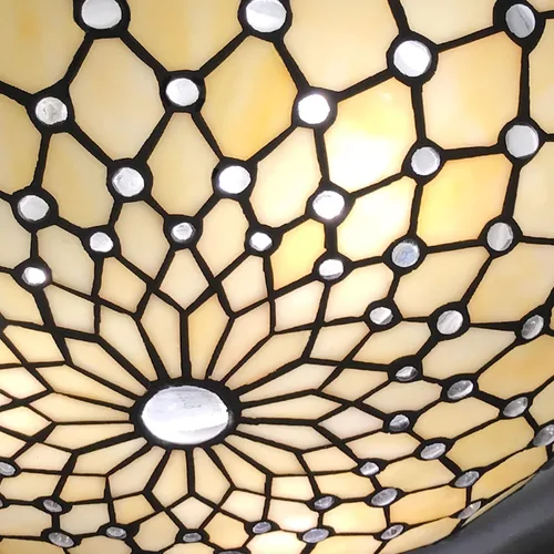 Vista 2 de ARTZONE Tiffany - Lámpara de techo empotrada, 16 pulgadas de ancho con vitrales para dormitorio, sala de estar, entrada, vestíbulo, 3 luces..