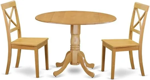 Vista 13 de East West Furniture DLBO3-BLK-W - Juego de mesa de comedor de 3 piezas para espacios pequeños que contiene una mesa de comedor redonda con gotas y 2