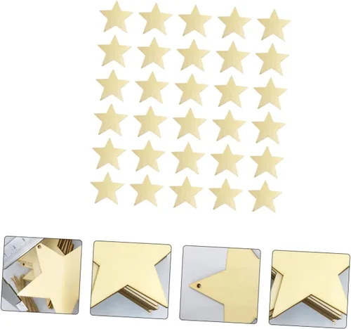Vista 8 de EXCEART Recortes de estrella de madera sin terminar decoración de estrella de 5 puntas para proyectos de fabricación de joyas en el hogar