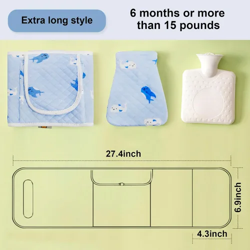 Vista 3 de Bolsa de agua caliente para bebé, portátil, con bonito cinturón para la cintura, bolsa de agua caliente con cubierta suave, bolsa de compresa