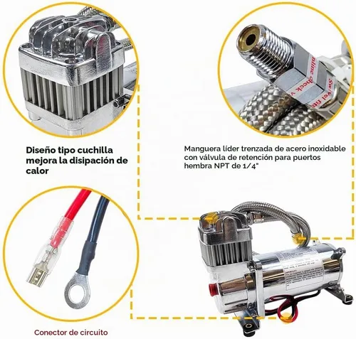 Vista 2 de Sistema de aire a bordo de servicio medio/kit compresor 150 PSI 12V con tanque de bocina de tren/aire de 2,5 galones (9,5 litros)
