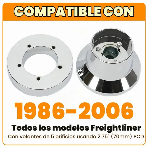 Vista 2 de HECASA Adaptador de cubo de volante de 5 agujeros compatible con modelos Freightliner 1986-2006