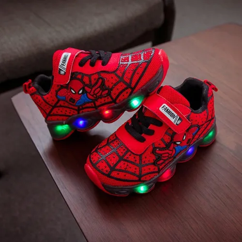 Vista 2 de RAYCHY Toddler Boys Girls Light Up Shoes LED Lightweight Mesh Breathable Walking Sneakers
