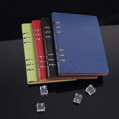 Vista 2 de Cuaderno clásico A5 recargable de cuero con bolsillo suelto de 6 agujeros, organizador personal, carpeta de cuaderno reutilizable, multifuncional