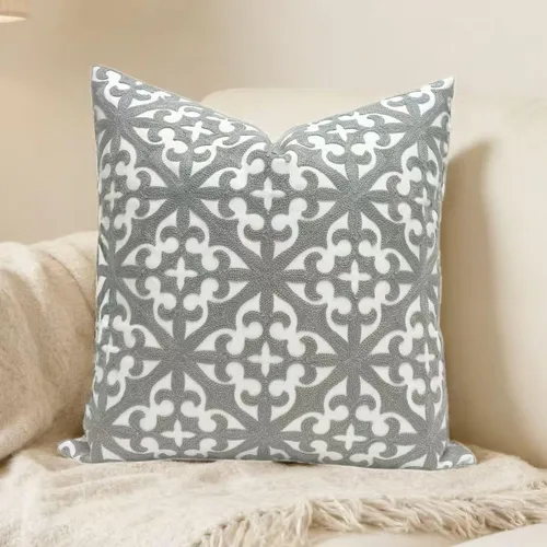 Vista 12 de Slow Cow - Funda de almohada decorativa con bordado, funda de almohada para sofá, funda de almohada de 20 x 20 pulgadas, gris