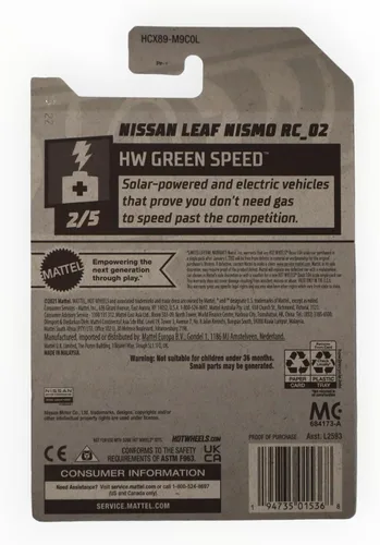 Vista 2 de Hot Wheels 2022 -Nissan Leaf RC_02- HW Verde Speed 2/5 [Azul] 100/250