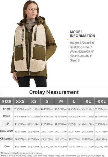 Vista 6 de Orolay - Abrigo de vellón para mujer, chaqueta de plumón de invierno engrosada