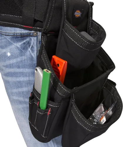 Vista 2 de Dickies Plataforma de trabajo de carpintero de 4 piezas, tirantes acolchados para cinturón de herramientas, malla de enfriamiento, cinturón de Negro