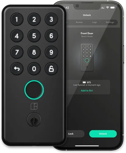 Vista 4 de igloohome Cerradura inteligente Deadbolt Go con huella digital, llaves digitales, códigos PIN remotos, puente WiFi (se vende por separado), probado