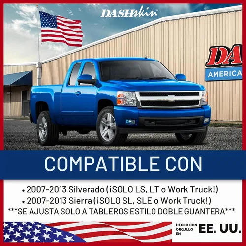 Vista 2 de DashSkin Cubierta Tapa de Tablero Moldeada de Una Pieza Compatible con Silverado Sierra 2007-2013 con Tableros de Doble Guantera en Negro Ébano