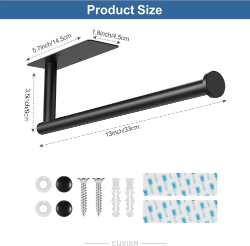 Vista 6 de CUXIXA Paquete de 2 soportes para toallas de papel debajo del gabinete, soporte de pared para colocar debajo del mostrador con autoadhesivo