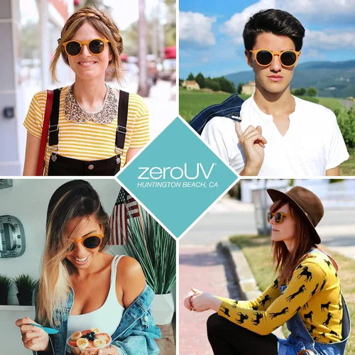 Vista 7 de zeroUV - lentes de sol retro con puente para nariz P3, redondas, 49 milímetros