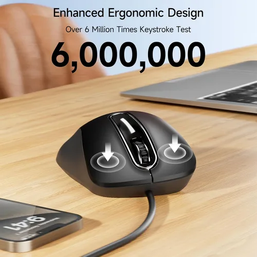 Vista 4 de memzuoix Ratón con Cable, Ratón USB para Computadora 1400 DPI Ratón Óptico Móvil Diseño Ergonómico Ratones para Computadora con Cable de 5 Pies