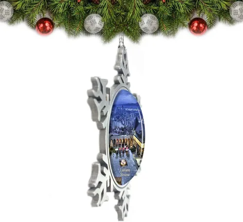 Vista 2 de Eslovenia Castillo de Ljubljana Adorno de Navidad Decoración de árbol de cristal Metal Recuerdo Regalo