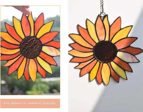 Vista 4 de Lolitarcrafts Atrapasoles de girasol, regalos de flores de sol, colgantes de vidrieras para mamá, abuela