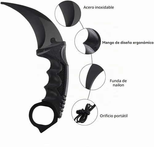 Vista 6 de Karambit - Cuchillo de entrenamiento sin filo Karambit con funda para principiantes, herramienta de entrenamiento 100% segura