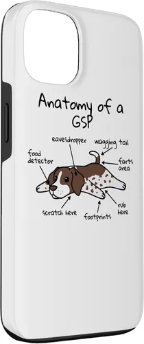 Vista 3 de iPhone 13 Anatomía de una funda de perro puntero alemán de pelo corto