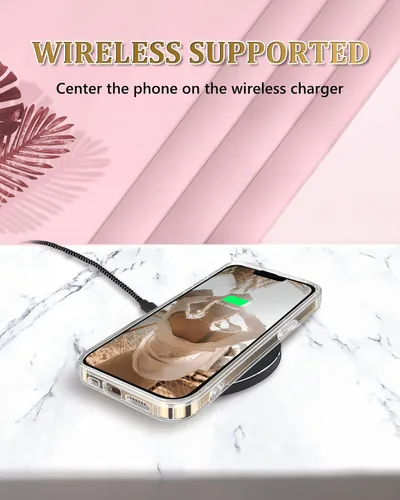 Vista 6 de Funda transparente compatible con iPhone 14 Pro chapado en oro, diseño de mariposa, a prueba de golpes, delgada, de poliuretano termoplástico