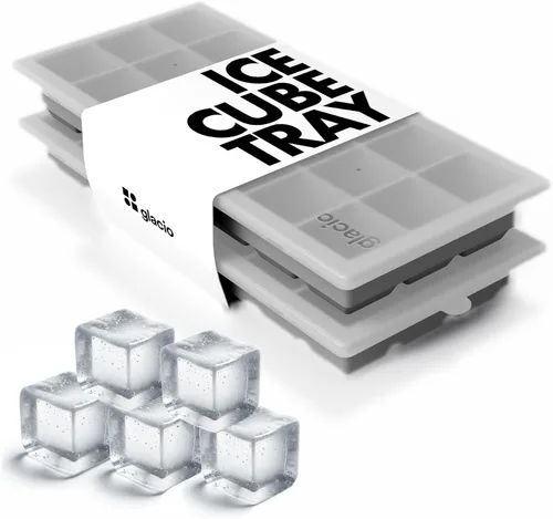 Vista 8 de glacio Bandeja para cubitos de hielo, moldes pequeños de silicona con tapas, sin BPA y flexible para cócteles y bebidas, juego de 2