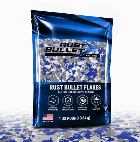 Vista 13 de RUST BULLET Copos de color decorativos – marrón otoñal – Personaliza pisos de concreto con 1 libra de chips de vinilo duraderos y resistentes a