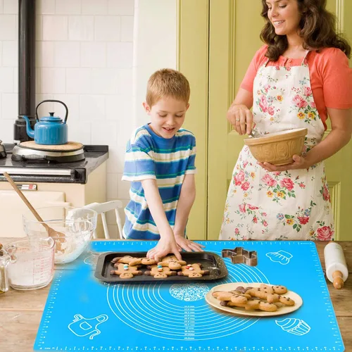Vista 7 de Tapete de silicona para hornear de 27.6 x 19.7 pulgadas con medición, tapete antideslizante para repostería, tapete antiadherente para amasar masa