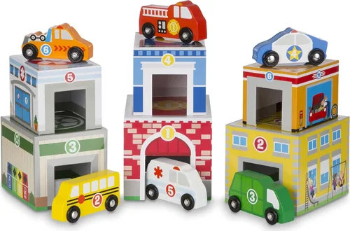 Vista 2 de Melissa & Doug Anidación y clasificación de edificios y vehículos: paquete de actividades con 1 tema compatible con M&D Scratch Fun Mini Pad (03576)