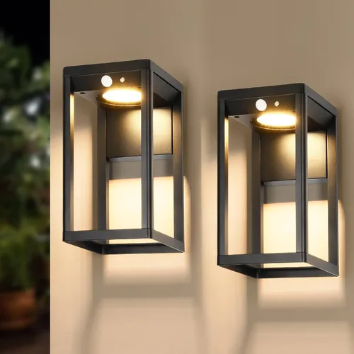 Vista 9 de Luz Solar de Pared para Exteriores con Sensor de Movimiento - Luces de Aplique Solar de Aluminio de 600 Lúmenes para Exteriores, Linterna de Pared