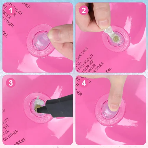 Vista 4 de FYSUIMU 4 flotadores inflables para piscina con asas, anillos de natación rosa transparente, tubos de piscina para adultos, adolescentes, piscina
