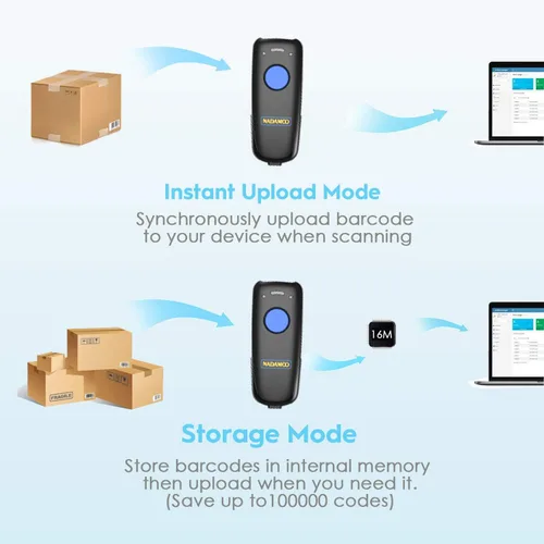 Vista 7 de NADAMOO Escáner de código de barras inalámbrico 1D compatible con Bluetooth, con base de carga, escáner de código de barras USB portátil