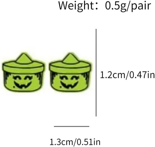 Vista 5 de 3 pares de aretes de madera para Halloween, murciélagos, calabaza, caramelo, gato negro, fantasma, calavera, aretes lindos y divertidos, regalo