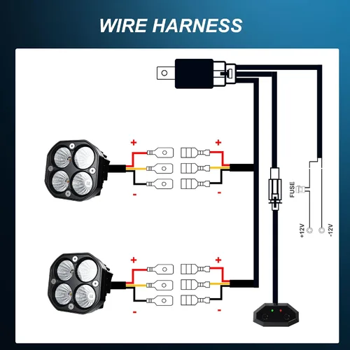 Vista 7 de 2 luces LED de trabajo de 3 pulgadas / 3 pulgadas, vainas estroboscópicas intermitentes de color blanco/ámbar con seis modos de luces antiniebla