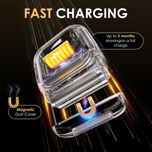 Vista 7 de Maquinilla de afeitar eléctrica para hombres, diseño innovador similar a un espejo, recortadora de barba para hombres con motor de 20,000 RPM
