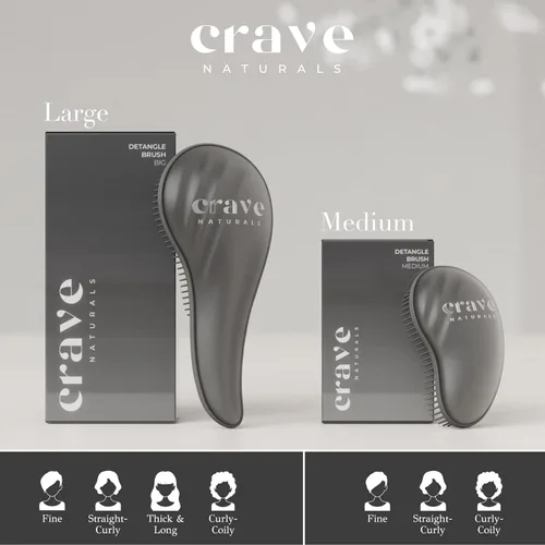 Vista 8 de Crave Naturals Cepillo para desenredar el cabello grande negro – Cepillo deslizante para desenredar el cabello para mujeres, niños y bebés – Cuidado