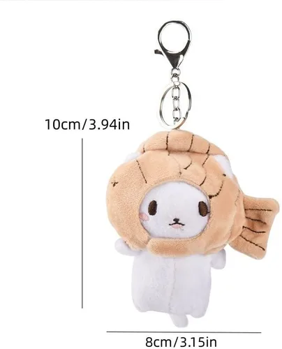 Vista 6 de Lady Girl Lindo Felpa Pp Algodón Gato Taiyaki Llavero Animal Creativo Colgante Muñeca Desmontable Coche