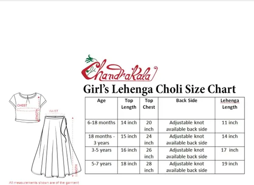 Vista 8 de Chandrakala Kids Lehenga Choli Set for Girls (KL101-P)