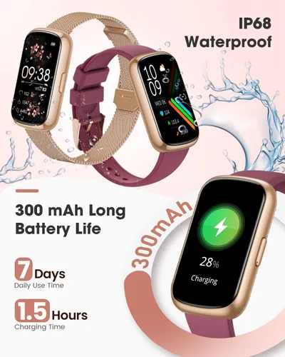 Vista 8 de Relojes de fitness para mujer, rastreador de actividad física con monitor de frecuencia cardíacaSpO2, relojes inteligentes para mujeres
