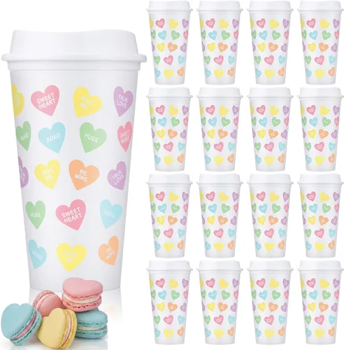 Vista 11 de Bokon 12 piezas de tazas de plástico transparente reutilizables de Navidad a granel, 16 oz, tazas de árbol de Navidad de estilo bohemio, tazas