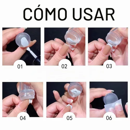 Vista 4 de 2 juegos de sellos de arte de uñas de doble cara de silicona transparente con raspador, kit de estampado de arte de uñas transparente francés para 2