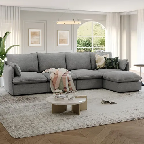 Vista 23 de Sofás modulares de 69.2 pulgadas para sala de estar, respaldo alto impermeable, sofá modular con relleno de plumón, sofá biplaza convertible