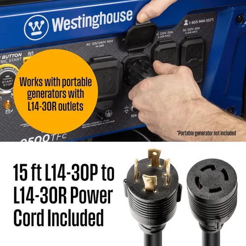 Vista 5 de Westinghouse - Kit de interruptor de transferencia de 30 amperios con 8 circuitos, compatible con generadores de hasta 7500 vatios