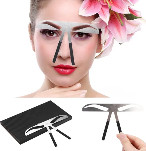 Vista 7 de 4 tipos de regla permanente de cejas, regla de extensión de equilibrio de medida de cejas, herramienta de forma de plantilla de cejas, regla