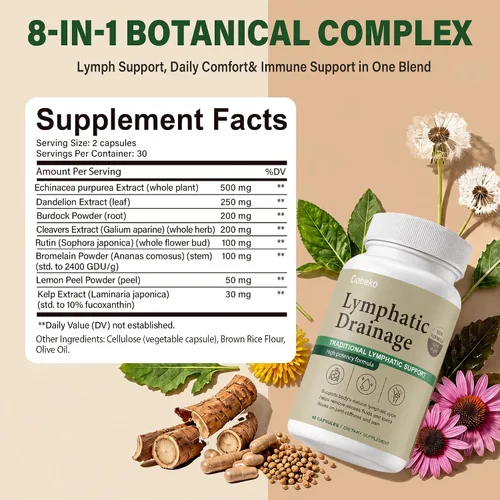 Vista 3 de Lymphatic Drainage Supplements Capsules Support Fluid Balance