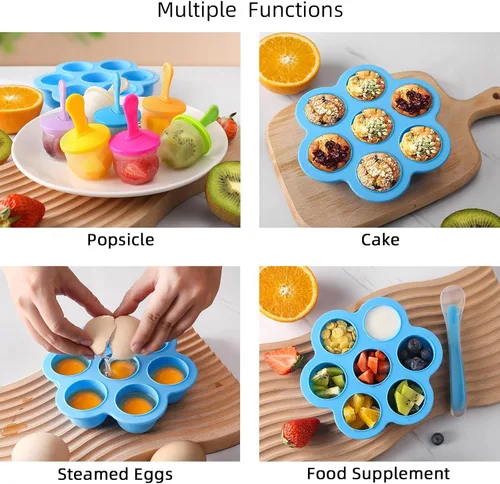 Vista 5 de Moldes de Silicona para Paletas, Moldes para Paletas de Hielo, Contenedor de Almacenamiento para Comida Casera, Moldes Pop DIY de Helados para Niños