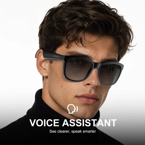 Vista 3 de Gafas Bluetooth BluKaSa, protección UV, batería de larga duración, carga USB C Bluetooth Sunglasses, Smart Glasses, Polarized Lenses,Bluetooth