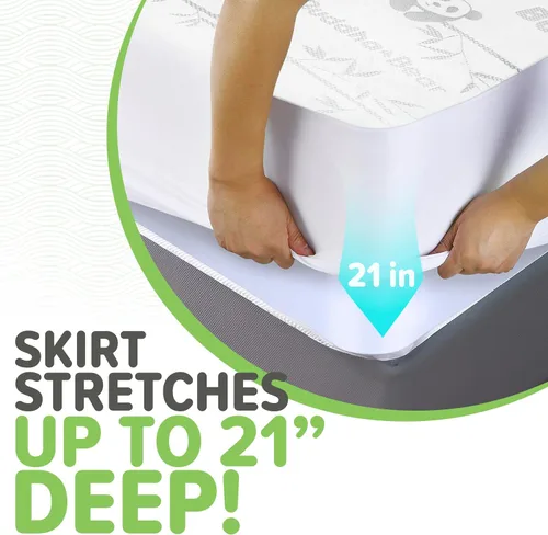 Vista 3 de Protector de colchón de bambú premium impermeable Extra suave Carbón fundido para control de olores Se adapta a camas de hasta 21 pulgadas