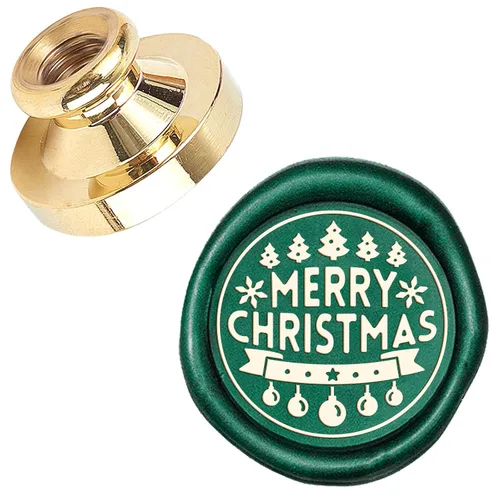 Vista 16 de CRASPIRE Sello de cera de sellado de Feliz Navidad, árbol de Navidad, estrella X'Mas EVE de 0.984 in, sello de cera reemplazable, cabeza de latón