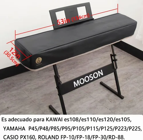 Vista 2 de Funda para Teclado de Piano Digital, Fundas Protectoras para Piano Digital, Funda de Lujo de Superficie Suave y Premium con Espesor para Órgano Negro