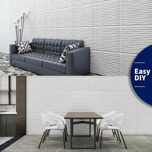 Vista 7 de Art3dwallpanels Azulejos de techo 24 x 24, paquete de 12, blanco Ola Blanco