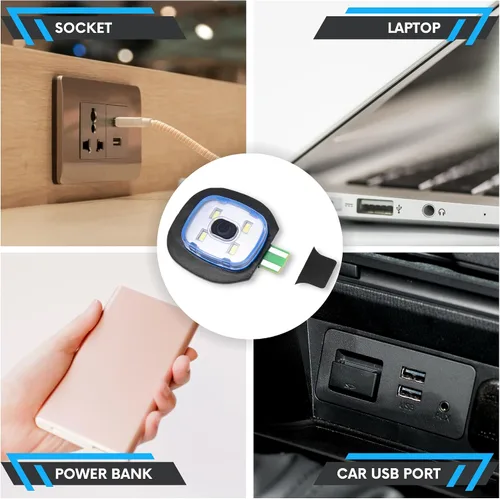 Vista 4 de Pasamontañas con luz LED recargable, resistente al agua, máscara térmica unisex de cara completa para actividades al aire libre, luz manos libres
